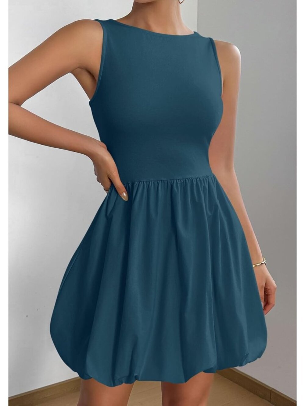 〽️Women's Navy Casual Sleeveless Tank Crew Neck Short Cocktail Mini Dress